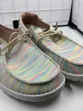 Rainbow Multicolor Heydude Wendy Sox Knit Slip-On Flats - Loafers or Boat Shoe